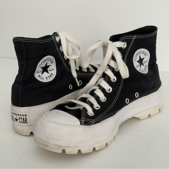 Converse All Star Lugged Platform Womens Size 9 Shoes Black White Athletic H-Top - Picture 3 of 10
